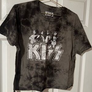 Black and gray tie dye KISS tee